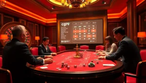 Trải nghiệm chơi game hấp dẫn tại casino cg79, hiển thị chip poker, bài và bánh xe roulette.