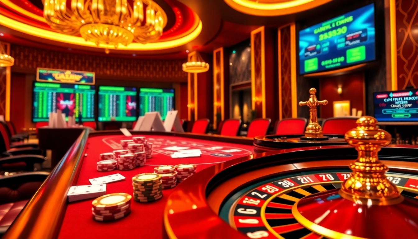 Engage with the BJ38 casino experience featuring tables, slots, and vibrant gambling action.