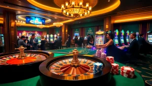 Engage with top games at https://32win.capital in this vibrant casino scene showcasing excitement and luxury.