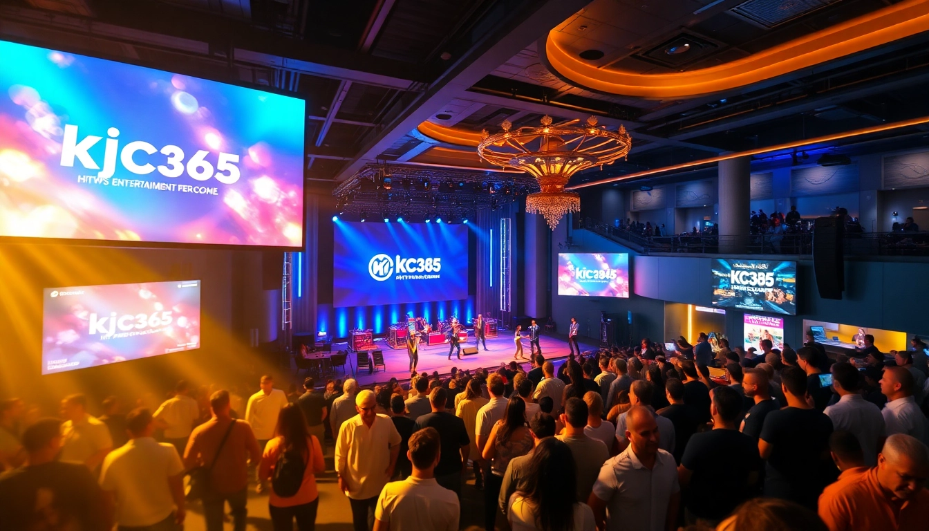 Dynamic entertainment hub featuring events from https://kjc365.com/, illuminated by vibrant colors and modern décor.
