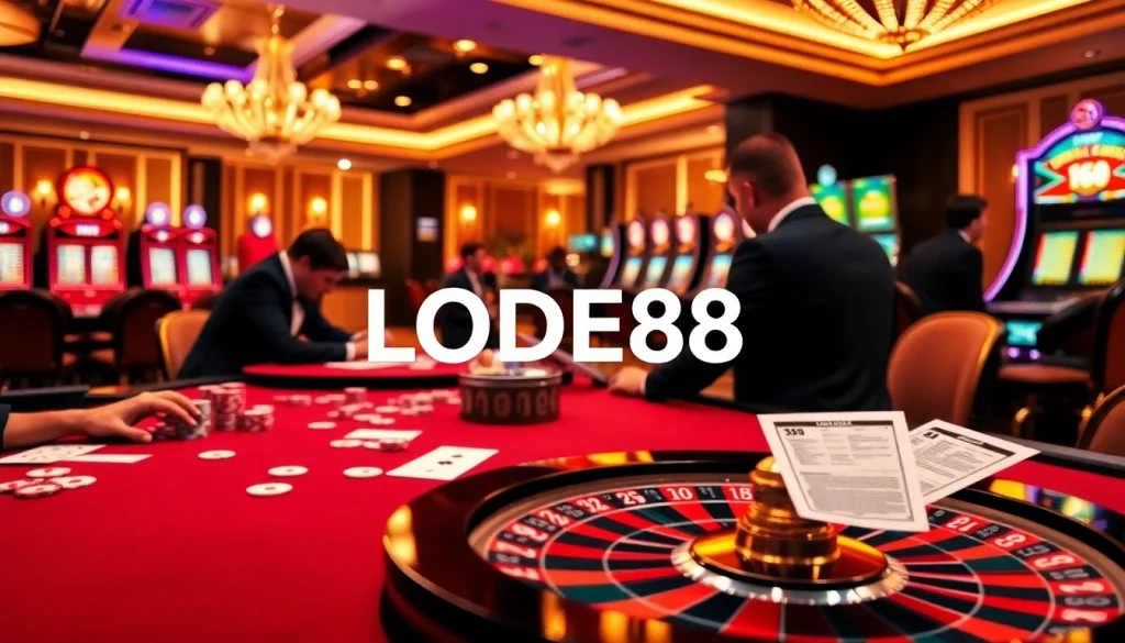 Engaging players experience luxury gaming at LODE88 casino with exciting tables and vibrant atmosphere.