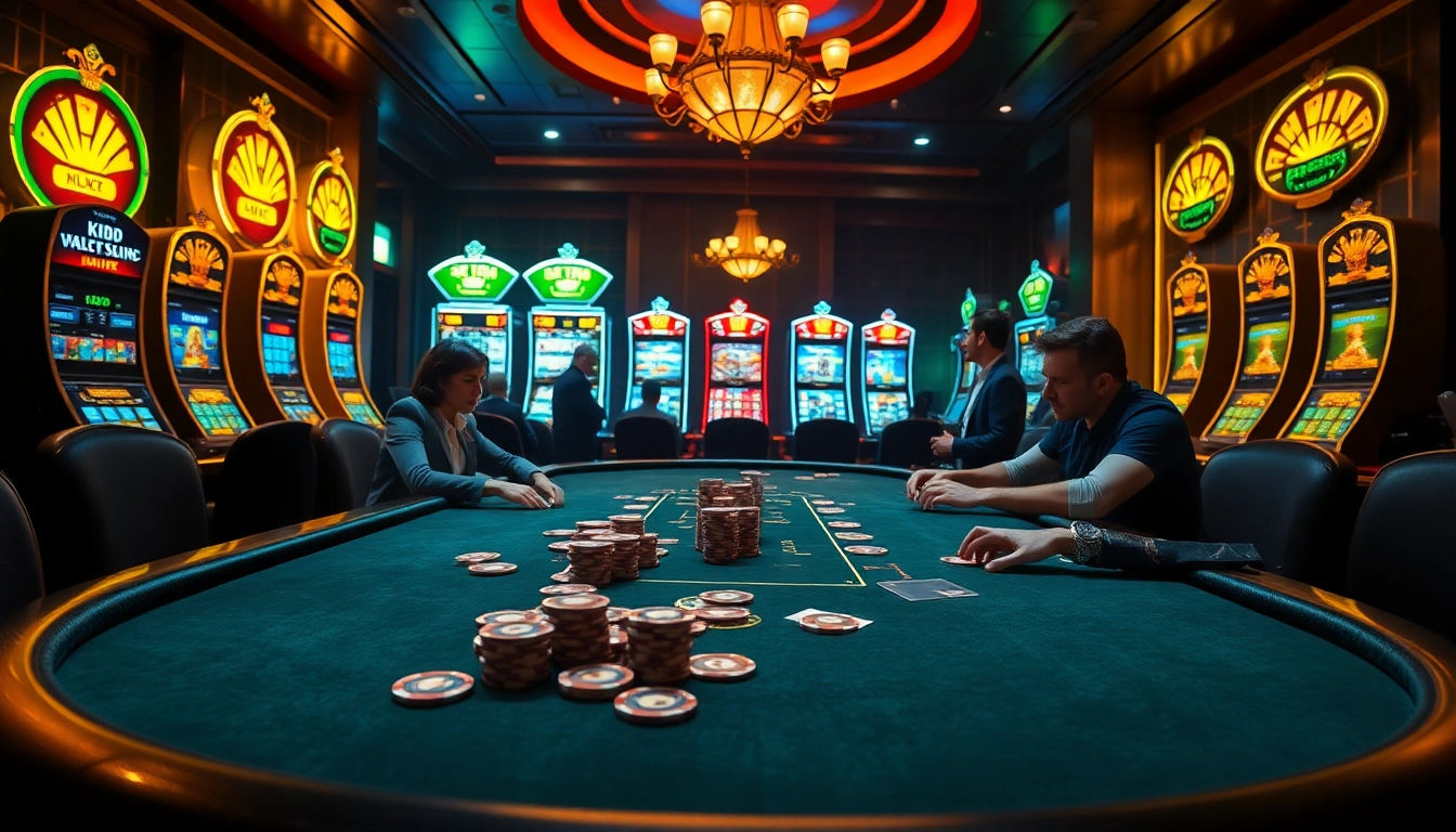 Players engage in high-stakes poker at an MK8-themed casino table in a glamorous setting.