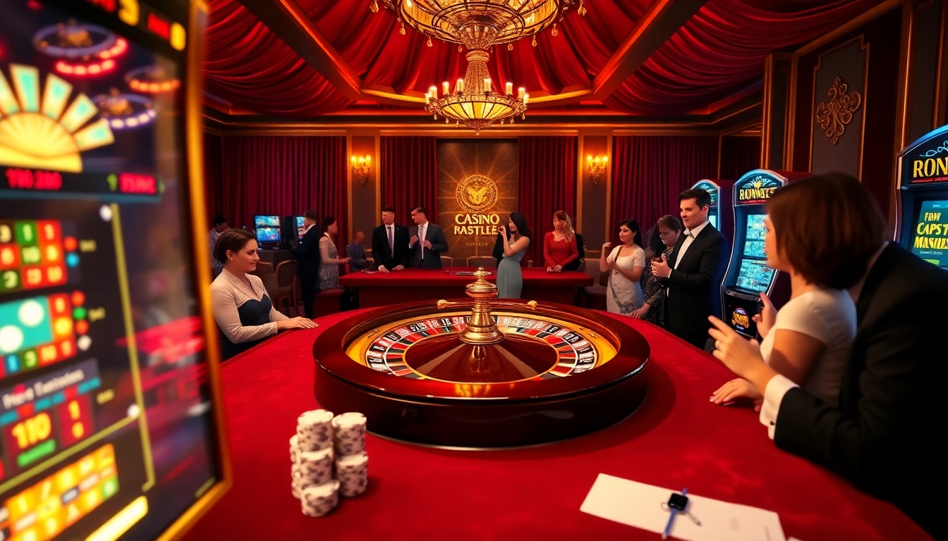 Vivez des sensations fortes et de l'excitation dans un casino en ligne français avec des tables de jeux et des machines à sous vibrantes.