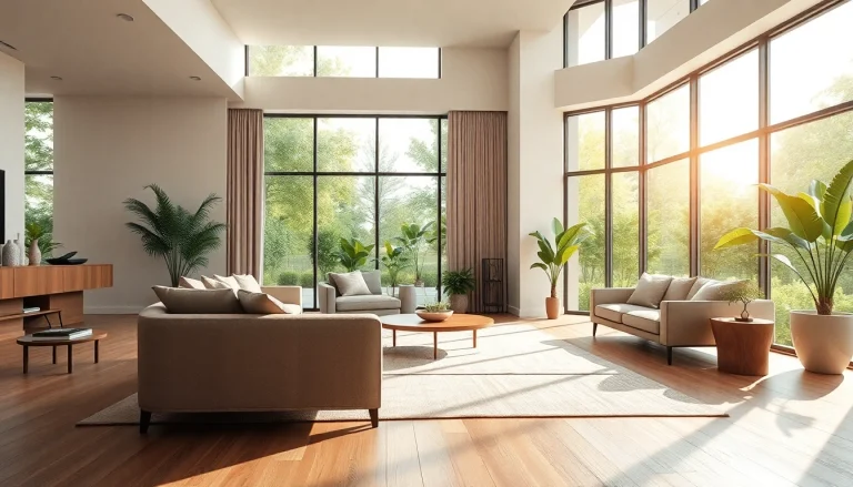 Embrace Seamless Living in a modern, serene living room with bright natural light and elegant design.