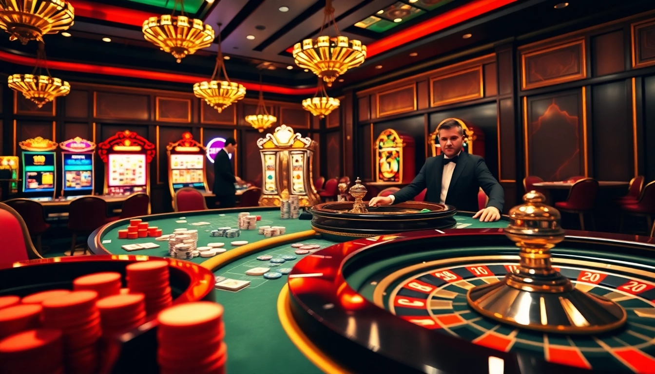 Participez à un gameplay passionnant dans un casino en ligne francais luxueux avec des machines à sous vibrantes et des croupiers professionnels.