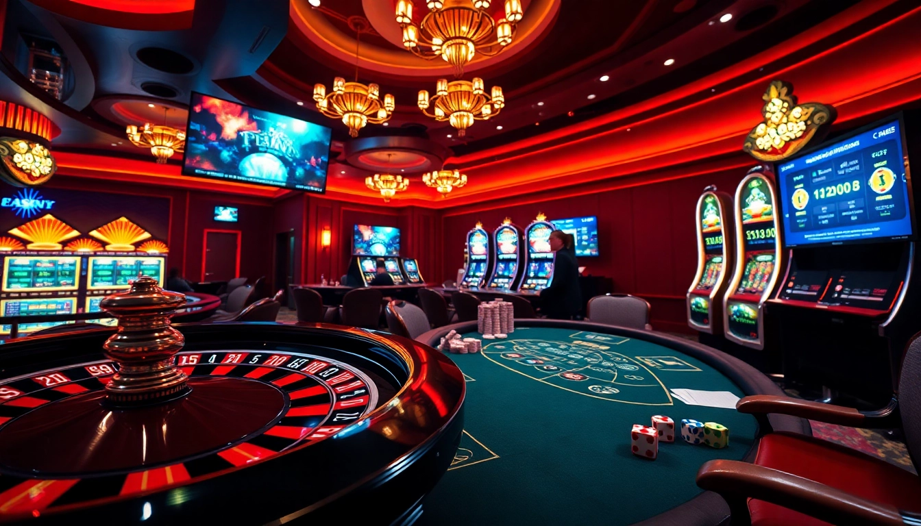 Vivez l'excitation du casino en ligne français avec une scène de casino élégante et vibrante.