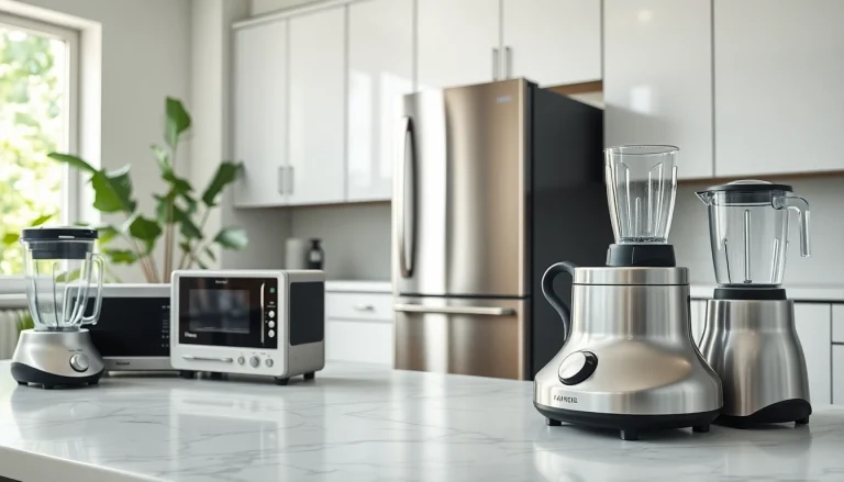 Explore modern home appliances in a bright kitchen showcasing innovation and design.